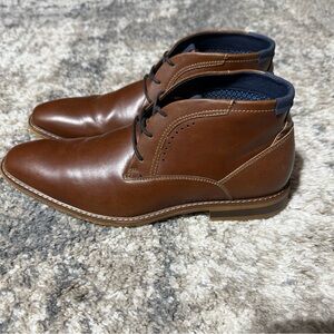 Freeman Angus Brown Dress Ankle Boots Casual Work Shoes Size 9W